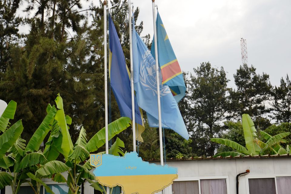 В ДР Конго українські військові урочисто підняли Державний Прапор України у трьох таборах